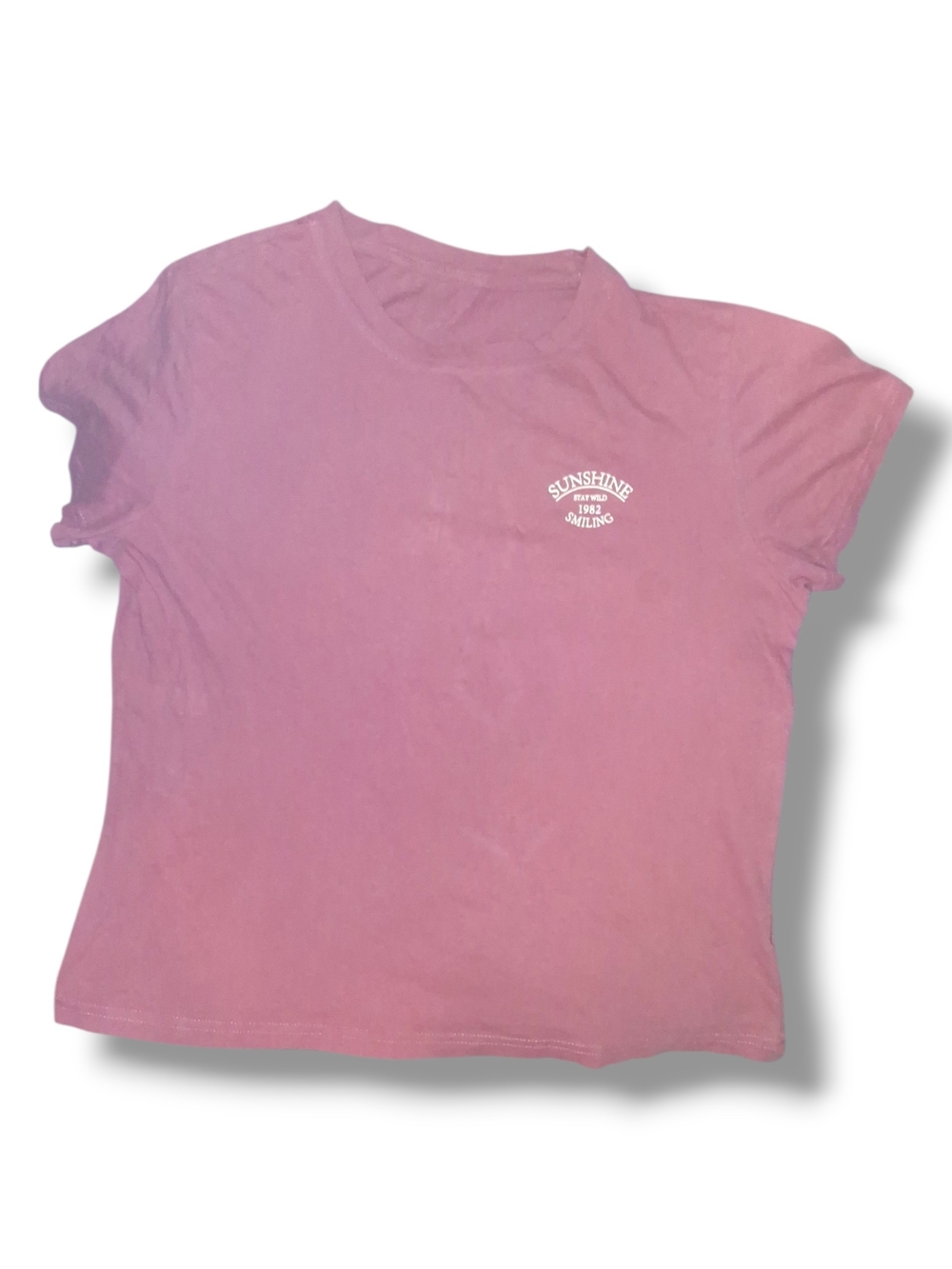DAZY SHEIN Pink "Sunshine Stay Wild 1982" Graphic Baby Tee | Size Medium | Y2K